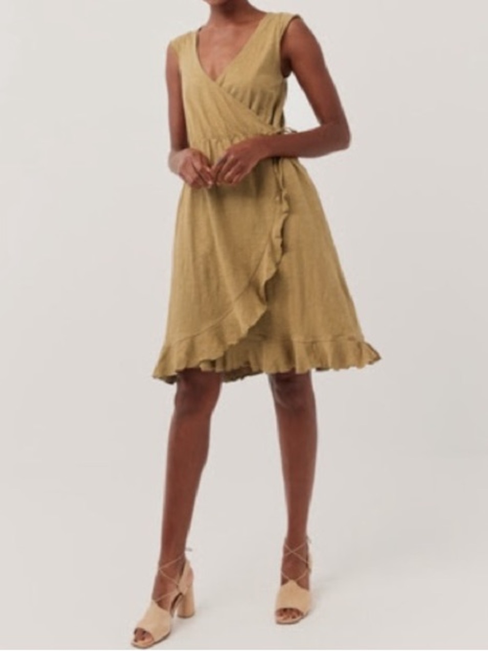 Pact Organic Fennel Easy Slub Wrap Dress Size Small